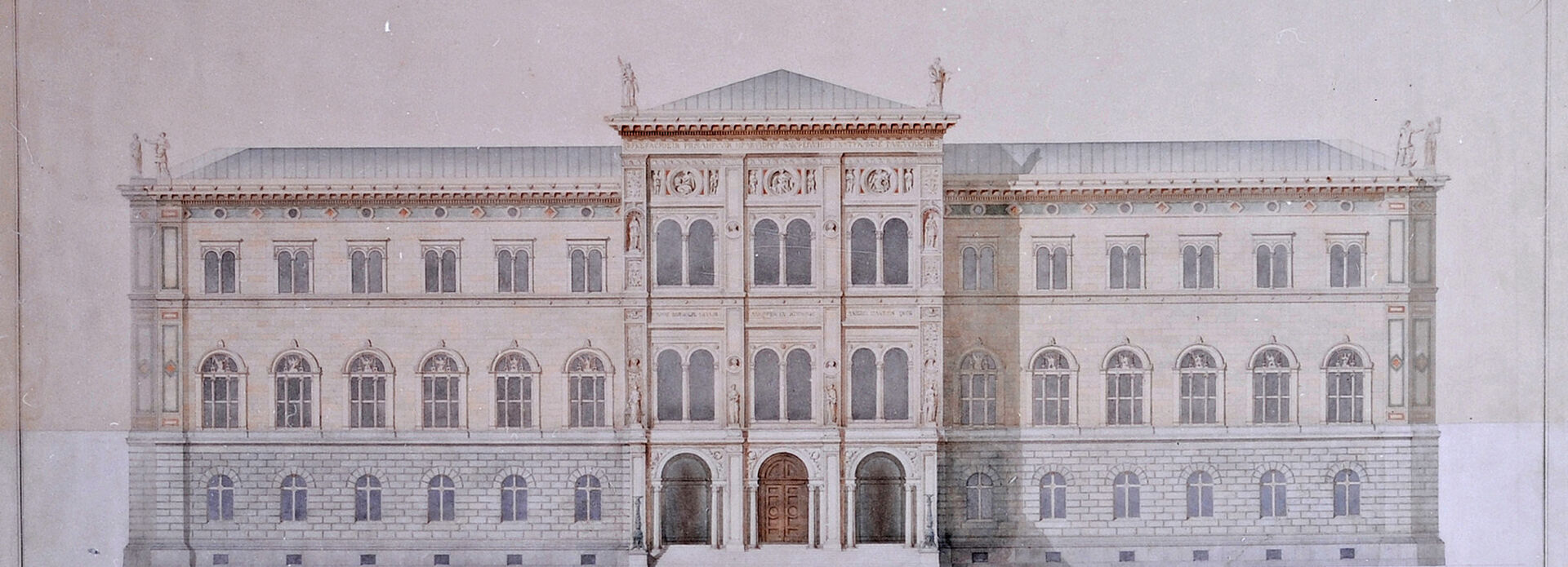Friedrich August Stüler, drawing of Nationalmuseum's Façade