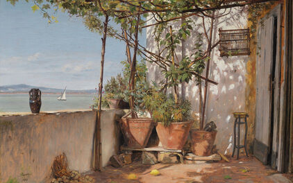 Martinus Rørbye, Loggia, Procida, 1835. Olja på papper uppklistrat på duk. Nationalmuseum.